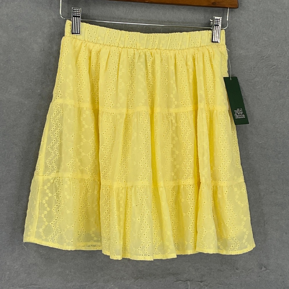 Wild Fable Yellow Eyelet Tiered‎ Skirt Womens Sz XS Colorful Timeless Preppy NEW